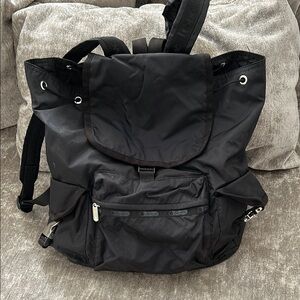 LeSportsSac Large Black Nylon Backpack